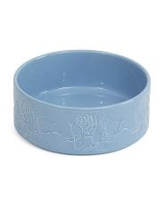 Engraved Floral Ceramic Pet Bowl | TJ Maxx