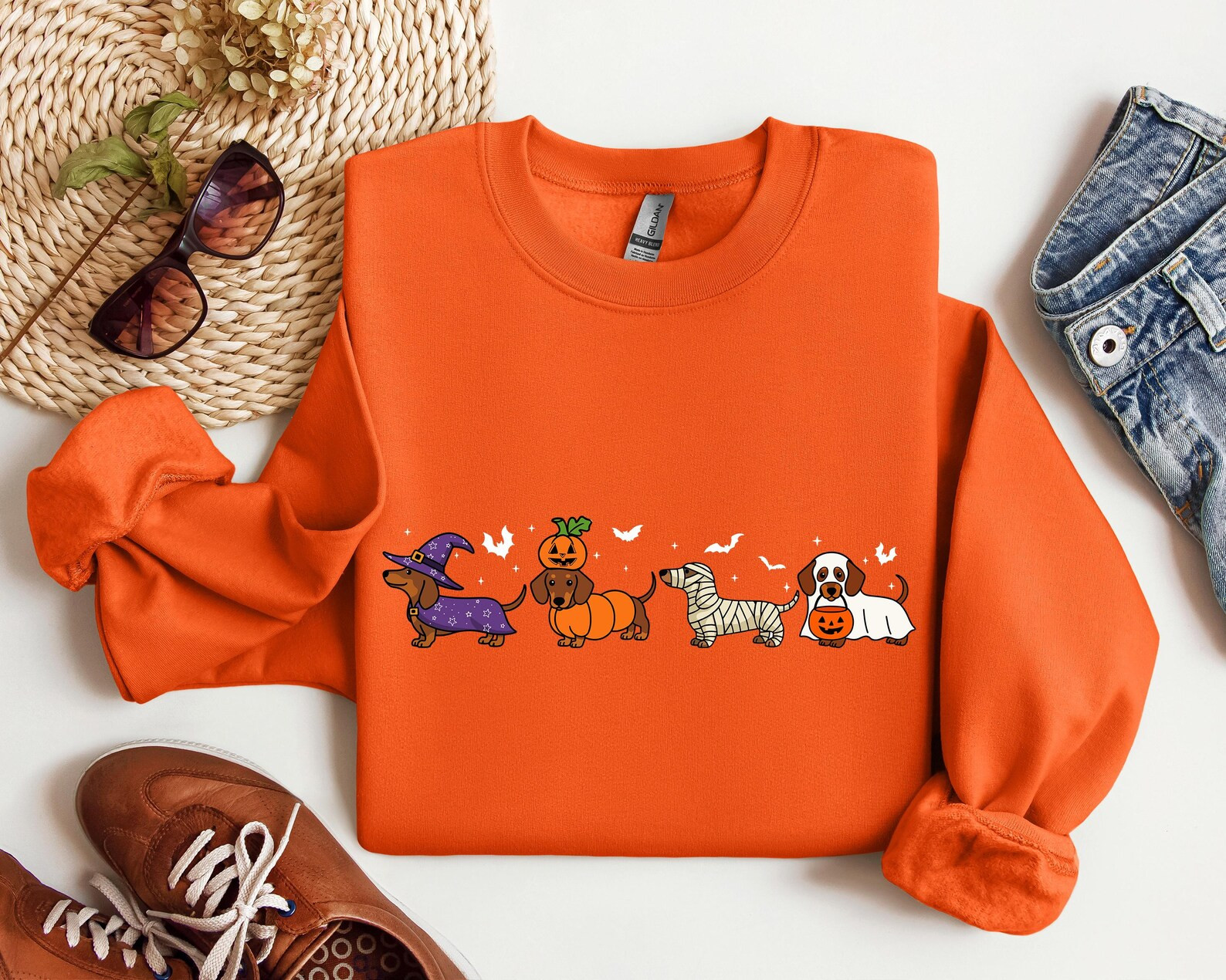 Dachshund Sweatshirt, Halloween Dachshund Shirt, Halloween Cute Dog Shirt, Cute Ghost Dogs Hallow... | Etsy (US)
