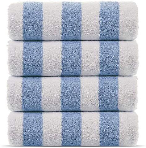 Amazon.com: Premium Quality 100% Cotton Turkish Cabana Thick Stripe Pool Beach Towels 4-Pack (Lig... | Amazon (US)