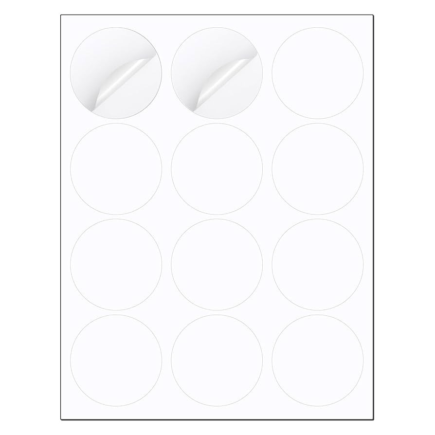 Methdic 2.5" Diameter High Visibility Printable Round Labels，Matte White，360 Customizable Bla... | Amazon (US)