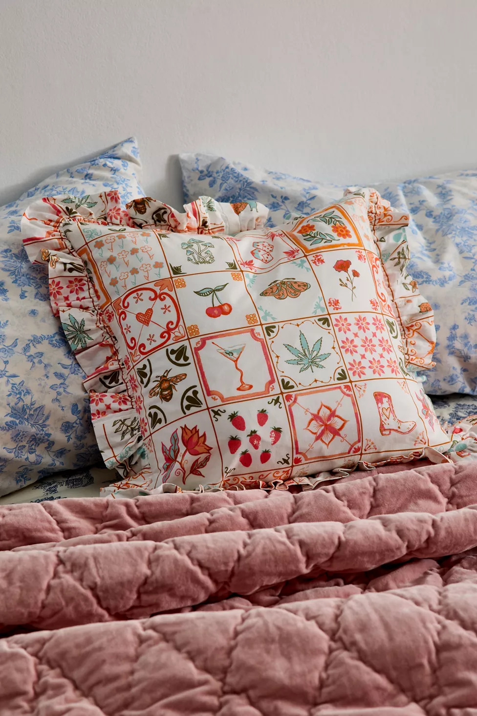 Harper Patterned Ruffle Throw Pillow | Urban Outfitters (US and RoW)