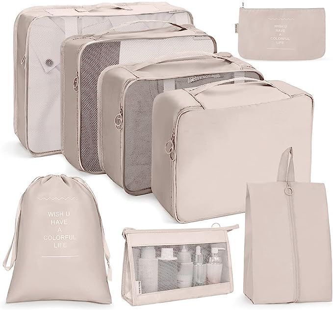 OSDUE Packing Cubes, 8 PCS Travel Organiser, Luggage Packing Organizers, Waterproof Travel Essent... | Amazon (UK)