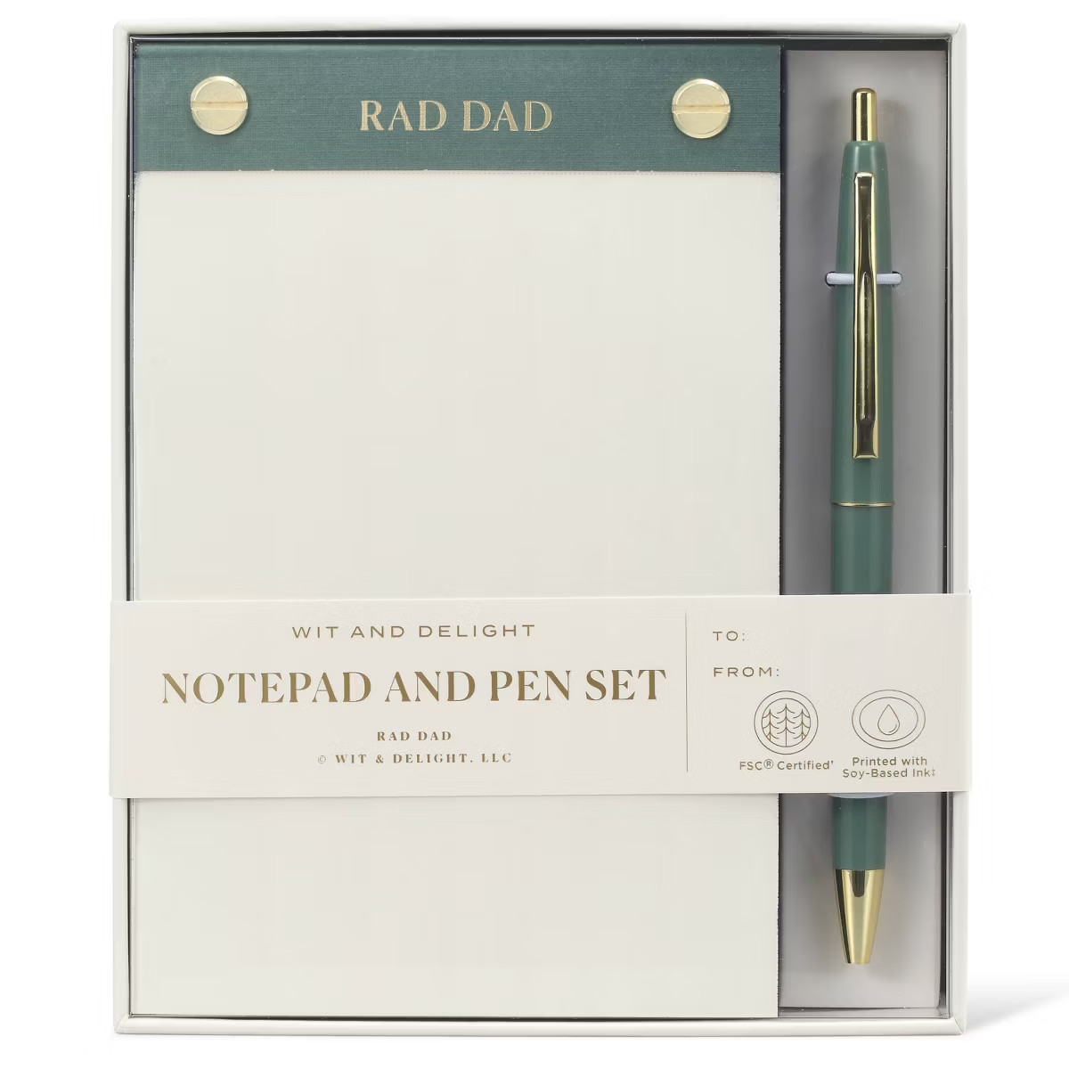 Wit & Delight Father's Day Gifting Olive Green Notepad with Pen | Target