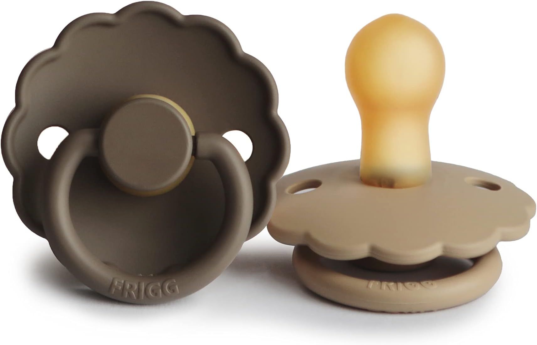 FRIGG Daisy Natural Rubber Baby Pacifier | Made in Denmark | BPA-Free (Croissant/Portobello, 0-6 Mon | Amazon (US)