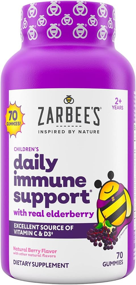 Zarbee's Children's Elderberry Immune Support Gummies with Vitamin C, Zinc, Natural Berry Flavor,... | Amazon (US)