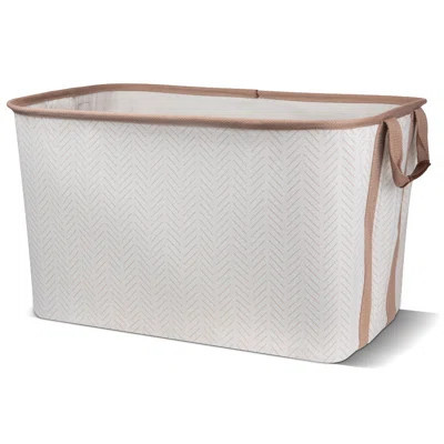 Collapsible Laundry Basket Hamper - Cream Herringbone 2Pack 60L -Spacesaving Storage Organizer With Handles Foldable Home Organization | Wayfair North America