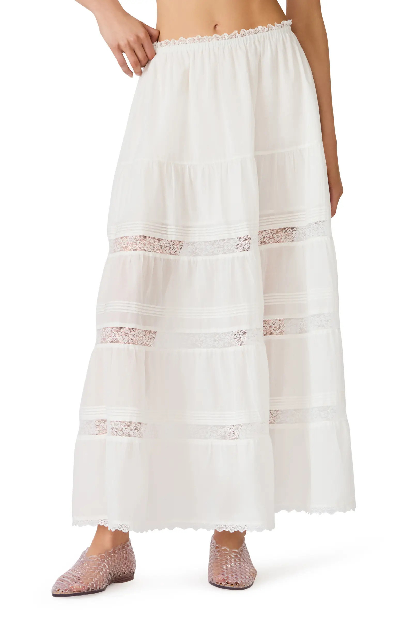 Elisse Lace Detail Cotton Maxi Skirt | Nordstrom