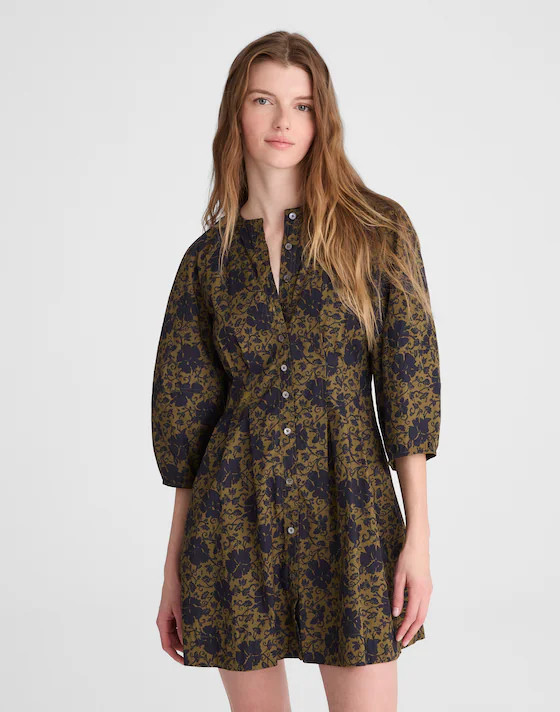 Sculptural-Sleeve Pleated Mini Dress | Madewell