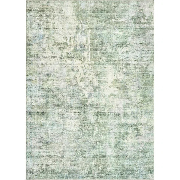Modern Abstract Non Slip Washable Area Rug(Green) | Wayfair North America