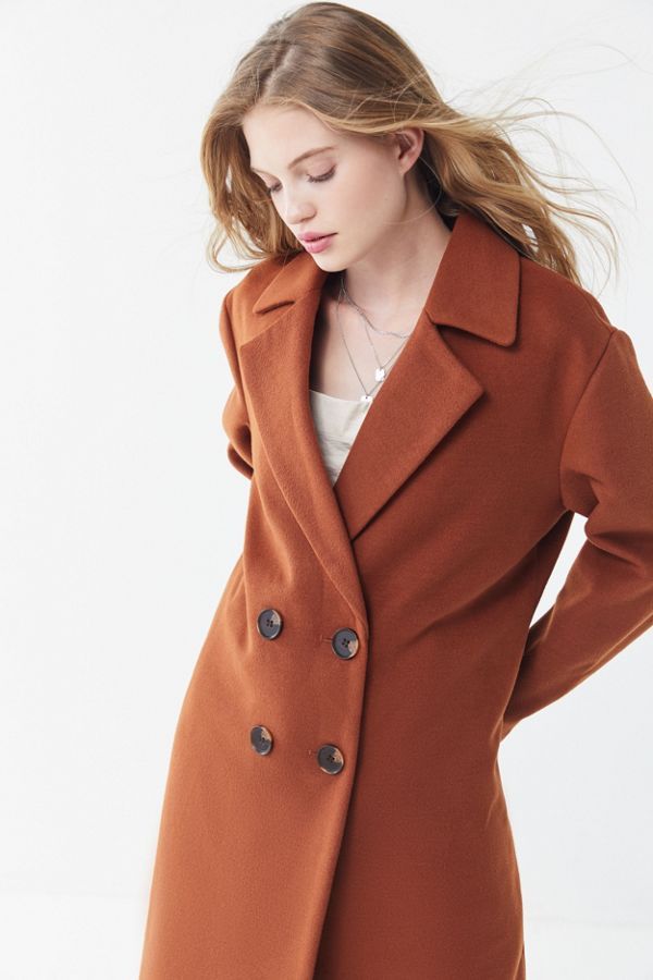 UO Wool Double-Breasted Overcoat | Urban Outfitters (US and RoW)