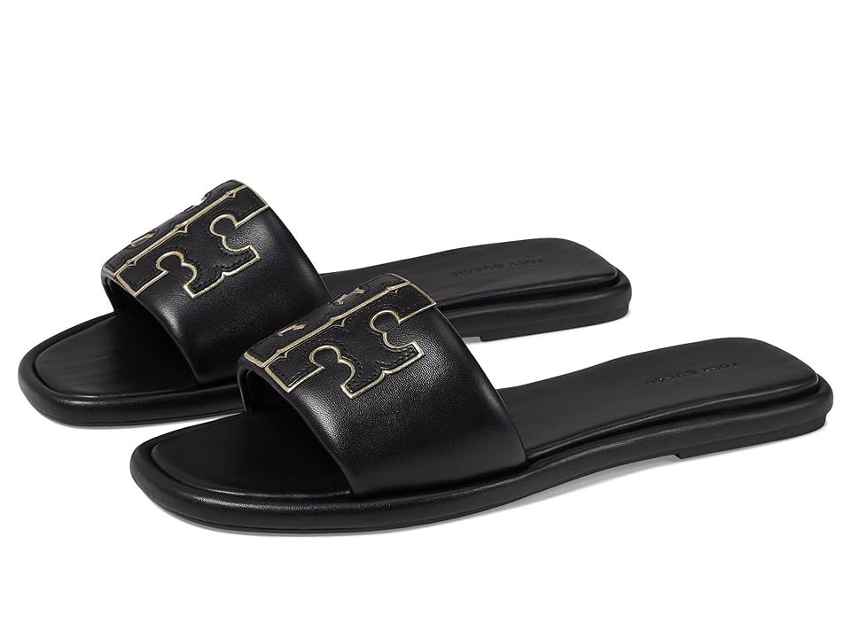 Tory Burch Double T Sport Slide Women's Shoes Perfect Black/Gold : 9.5 M, Leather | Zappos