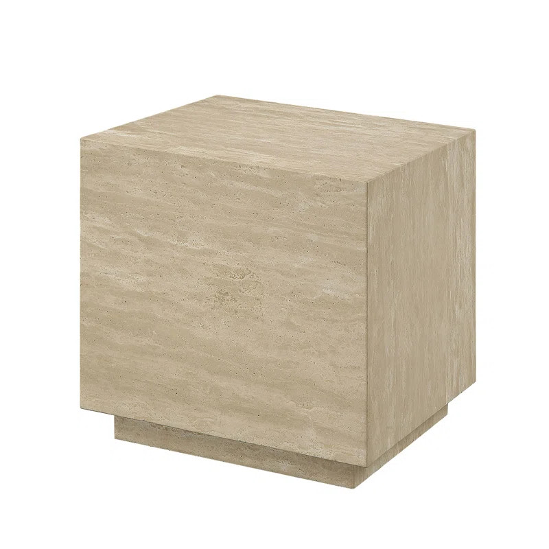 Lavaris Square End Table in Beige Travertine | Wayfair North America
