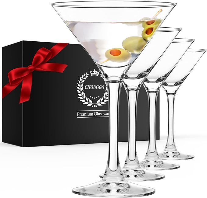 Chouggo Martini Glasses Set of 4, Hand Blown Premium Crystal Cocktail Glasses, for Bar, Martini, ... | Amazon (US)