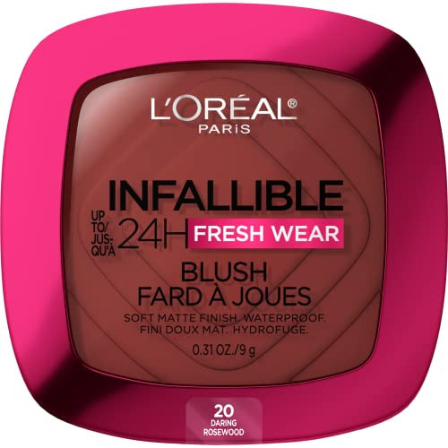 L'Oreal Paris Infallible Up to 24H Fresh Wear Soft Matte Blush, Blendable, Long-Lasting and Waterproof Cheek Make Up, Daring Rosewood 20, 0.31 Oz | Amazon (US)
