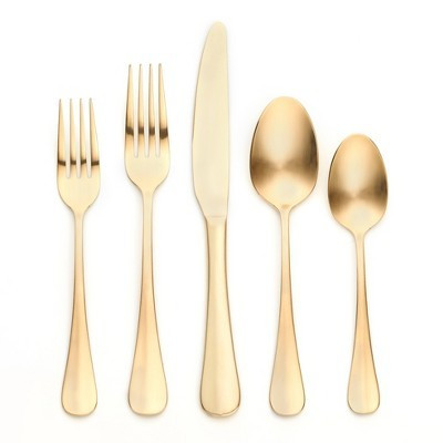 20pc Sussex Flatware Set Gold - Threshold™: Gold Silverware Set, Stainless Steel, Service for 4, Dishwasher-Safe | Target