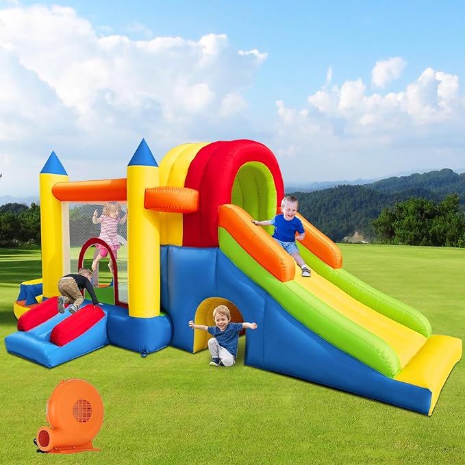 Inflatable Bounce House, 8 in 1 Large Bounce Castle with Blower for Kids and Toddlers, Outdoor In... | Amazon (US)