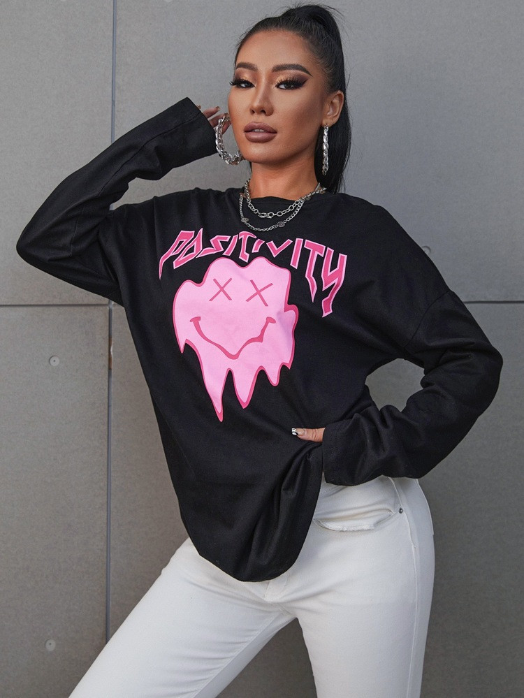 Letter Graphic Drop Shoulder Tee | SHEIN