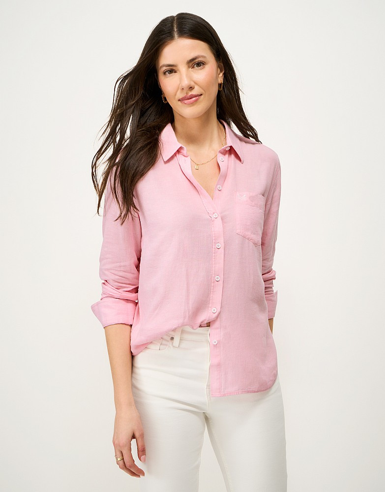 Women's Relaxed-Fit Linen-Blend Shirt in Light Pink from Crew Clothing | Crew Clothing (UK)