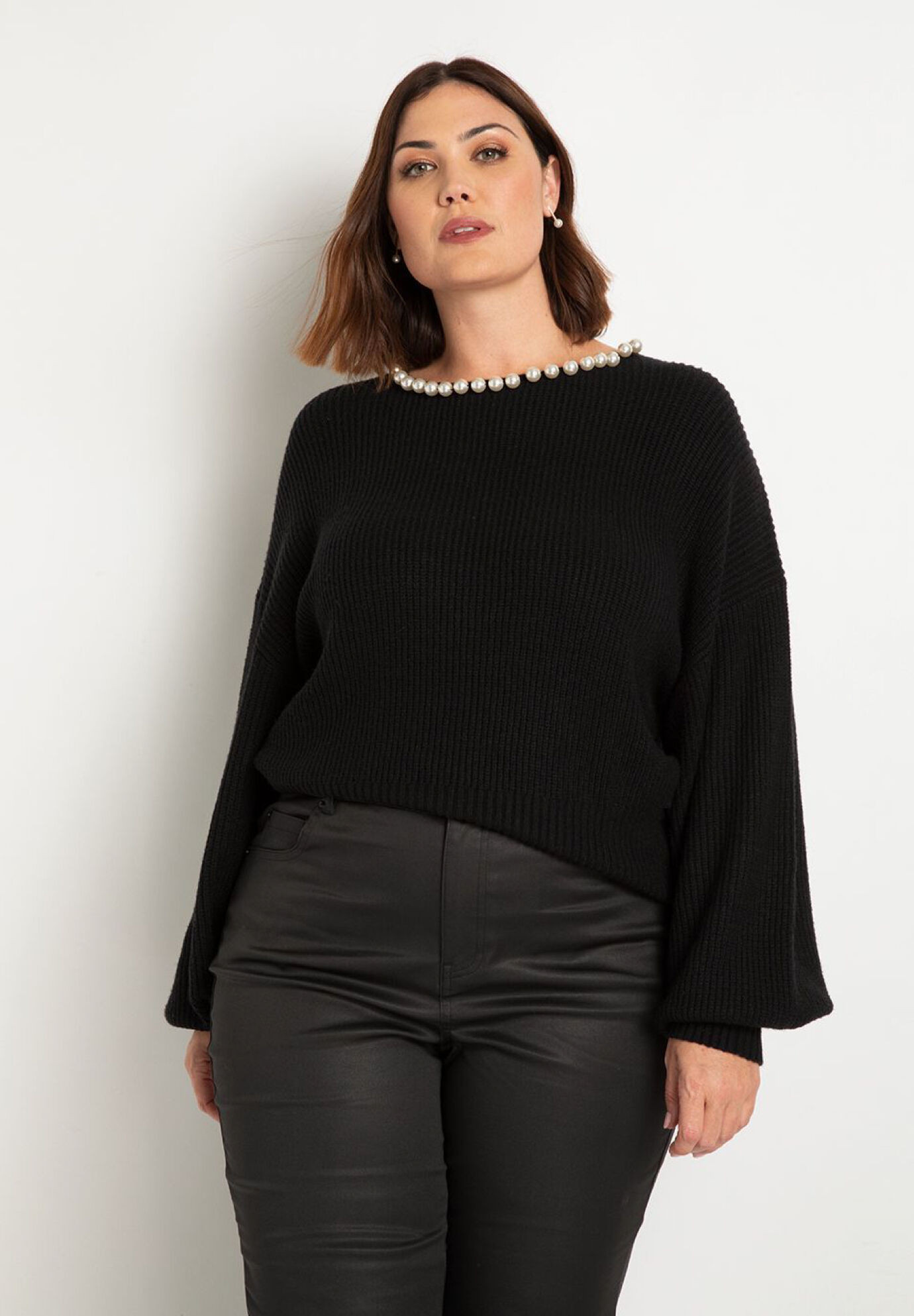 Pearl Neckline Sweater | Eloquii