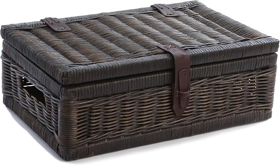 The Basket Lady Covered Wicker Storage Basket, S, Walnut Brown | Outside: 17" L x 11" W x 6" H | ... | Amazon (US)
