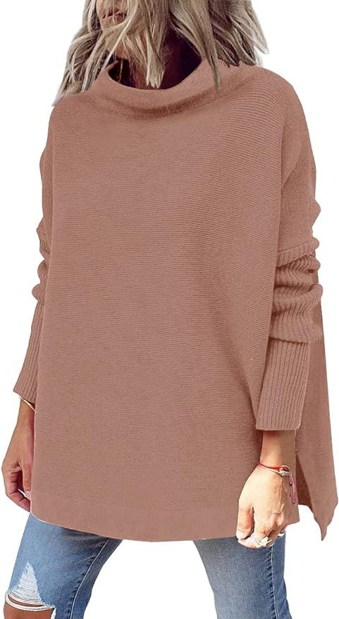 EFAN Women's Lightweight Turtleneck Long Sleeve Loose Sweater Casual Knit Pullover Sweaters for W... | Amazon (US)