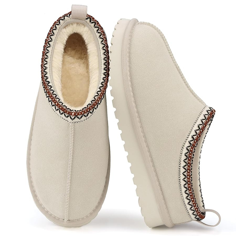 Mishansha Suede Slippers for Women Mini Fur Lined tasman Fashion Slip on Winter Boots Fuzzy Snow ... | Amazon (CA)