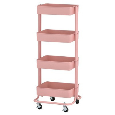 ECR4Kids 4-Tier Metal Rolling Utility Storage Cart, Multipurpose Organization, Pink | Target