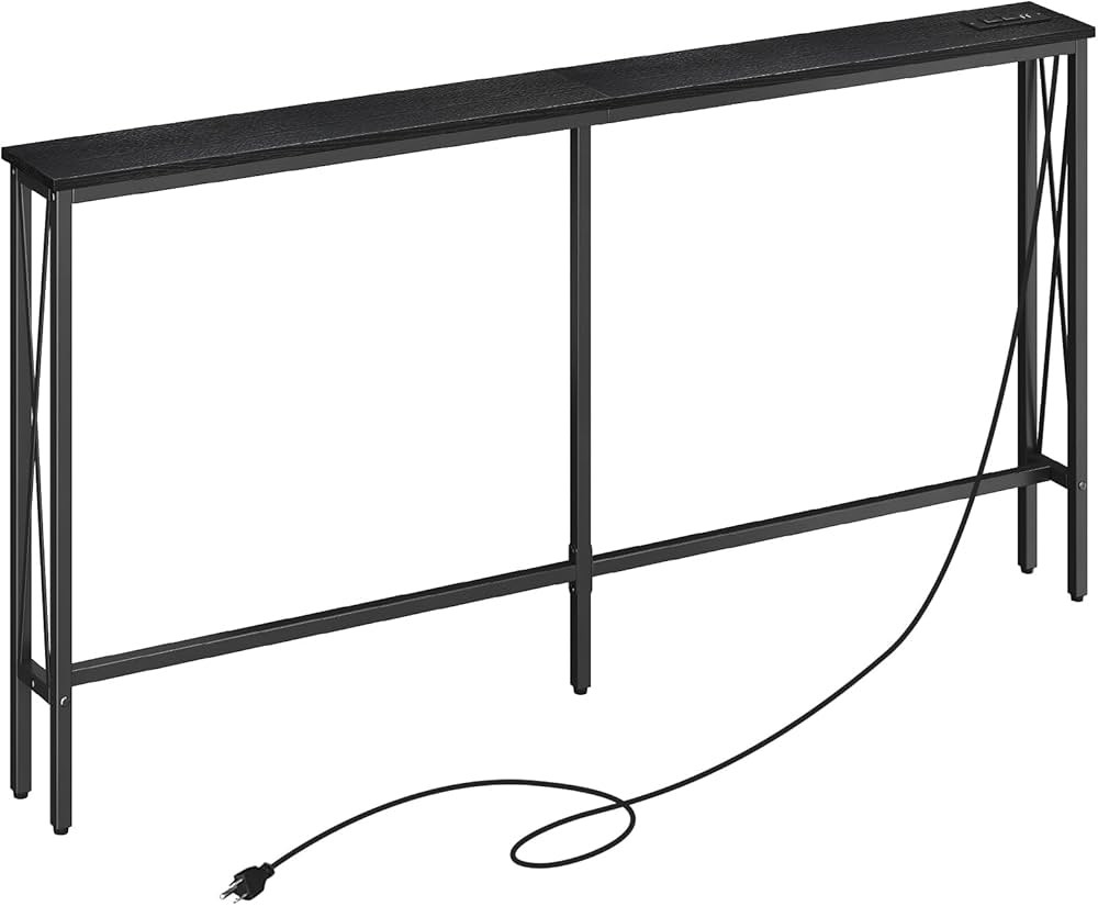 ELYKEN 5.9" Narrow Console Sofa Table with Power Outlets, 5.9" Dx63 Wx31.5 H Long Skinny Behind C... | Amazon (US)