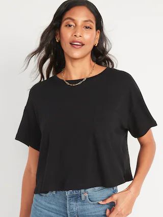 Oversized Cropped Pocket T-Shirt for Women | Old Navy (US)