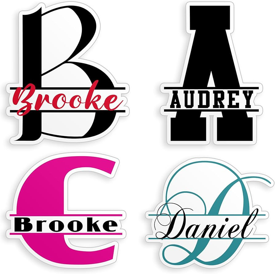 Custom Monogram Name Sticker, Personalized Name Initial Decals Waterproof Die-Cut Vinyl Stickers ... | Amazon (CA)
