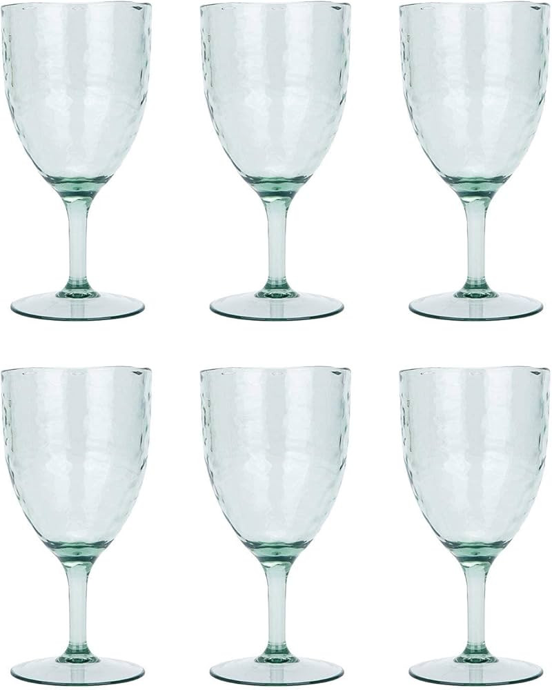 unkno 14 ounce Acrylic Stem Wine Glasses, All-Purpose Wine Glasses, Set of 6 - Spanish green,Dish... | Amazon (US)