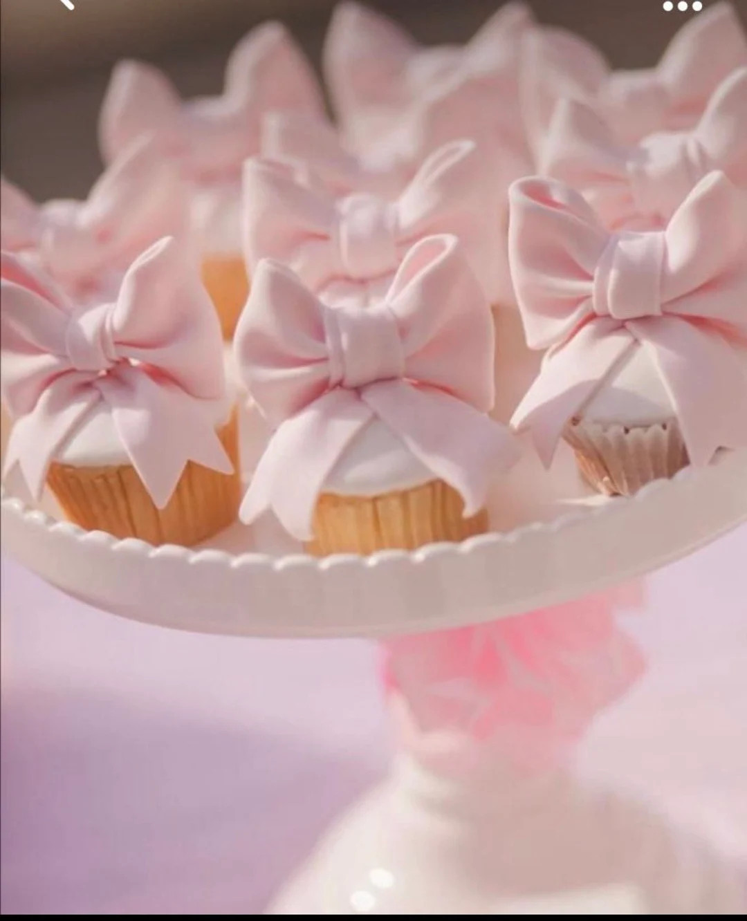 Set of 12 light Pink or White bows cupcake toppers. | Etsy (US)