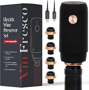 Amazon.com: Electric Wine Preserver - Rechargeable Vacuum Saver With Airtight Seal - Automatic Ai... | Amazon (US)