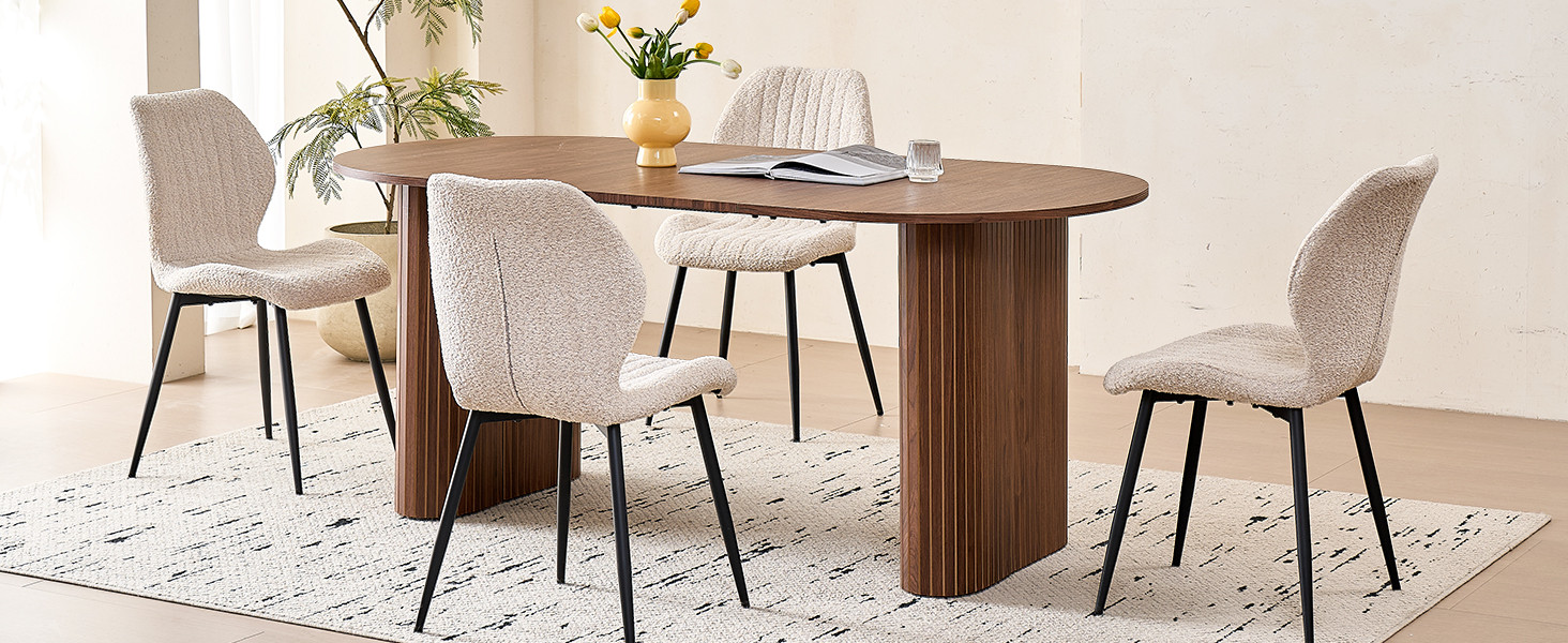 Amazon.com: Lecafur HL 70.8" Oval Dining Table for 4 6 Person, Modern Farmhouse Kitchen Dinner Ta... | Amazon (US)