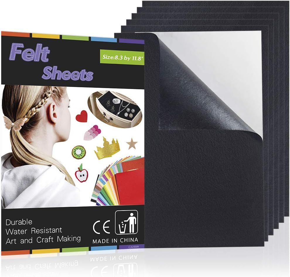 Caydo 6 PCS Craft Black Adhesive Back Felt Sheets 1.6 mm Thick Fabric Sticky Back Sheets, 8.3 by ... | Amazon (US)