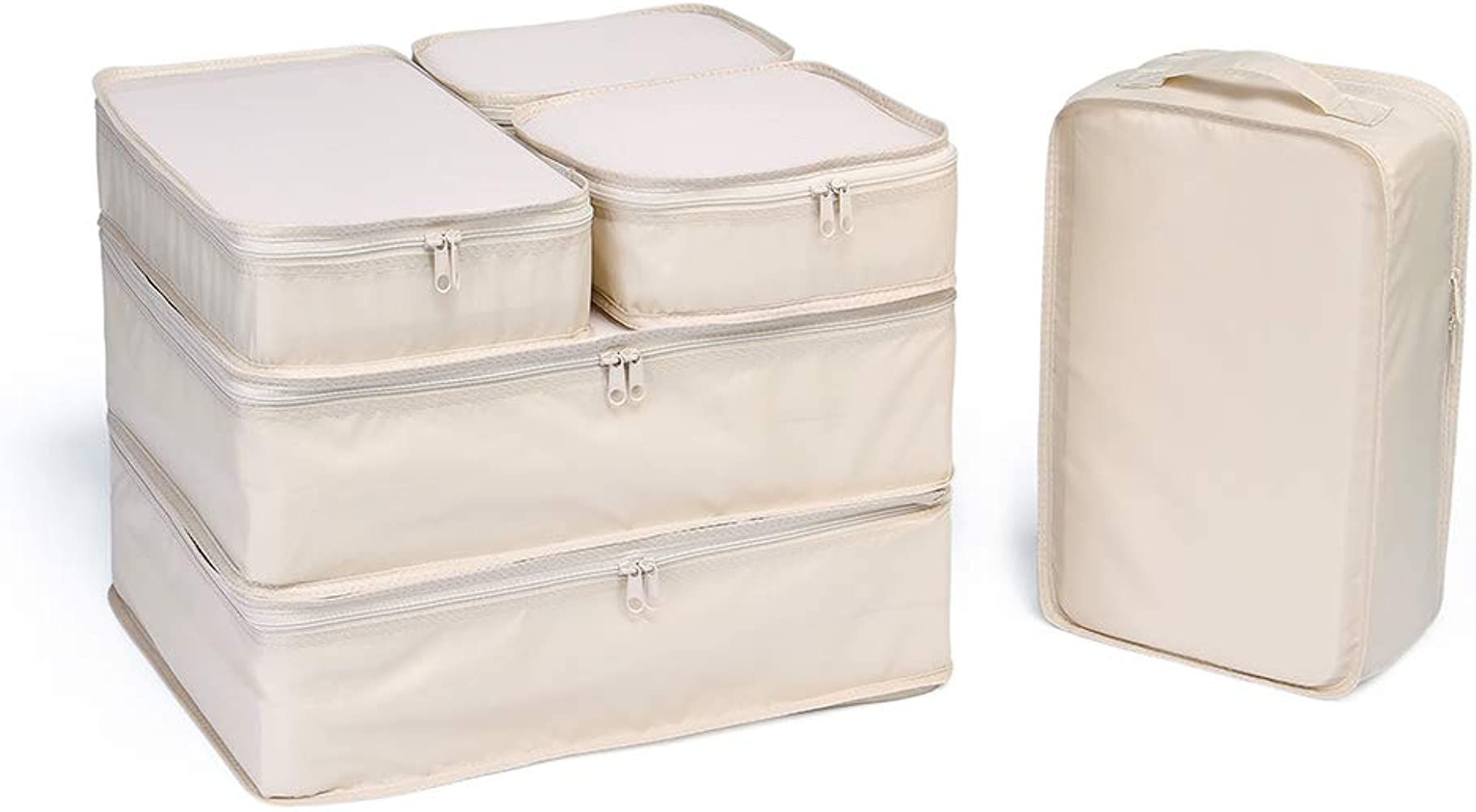 Amazon.com | JJ POWER Travel Packing Cubes, Luggage Organizers with Shoe Bag (Cream) | Packing Or... | Amazon (US)