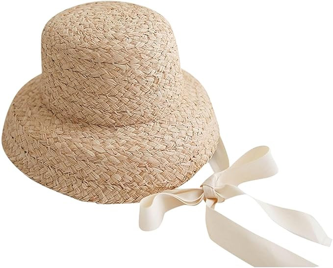 Little Girl Kids Summer 𝐒traw Hat,Toddler Girls Solid Lafite Woven Lace Wide Brim Floppy Beach... | Amazon (US)