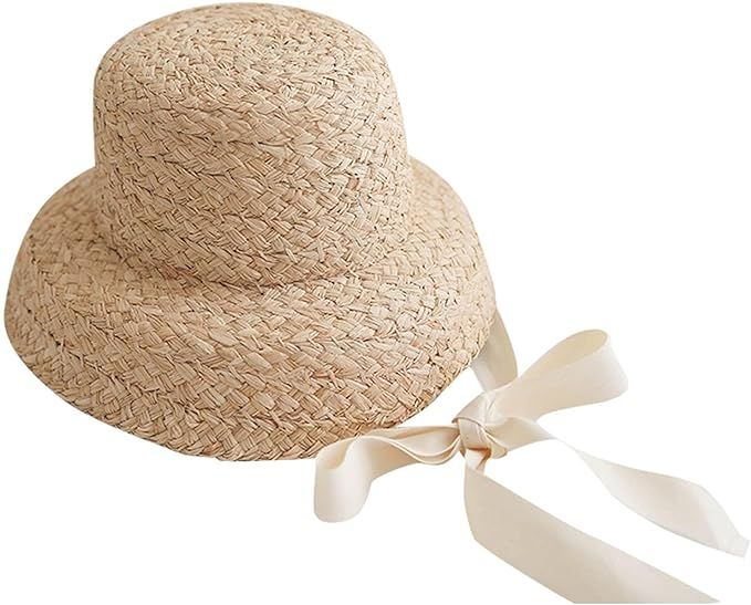 Little Girl Kids Summer 𝐒traw Hat,Toddler Girls Solid Lafite Woven Lace Wide Brim Floppy Beach... | Amazon (US)