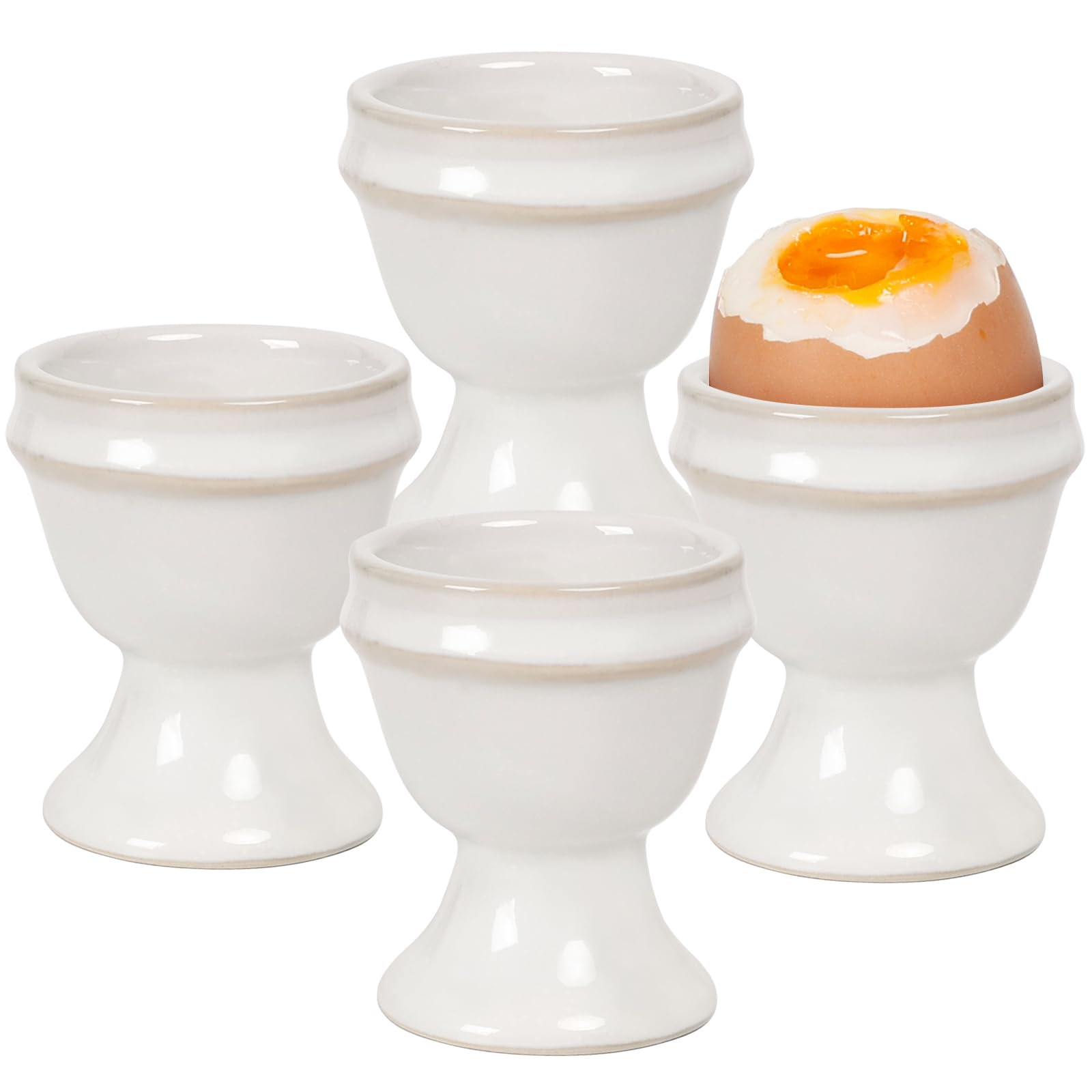 INGOFIN 4pcs Ceramic Egg Cups, Egg Holder for Hard Boiled Eggs, Store and Serve Egg Holder, Tray ... | Amazon (US)