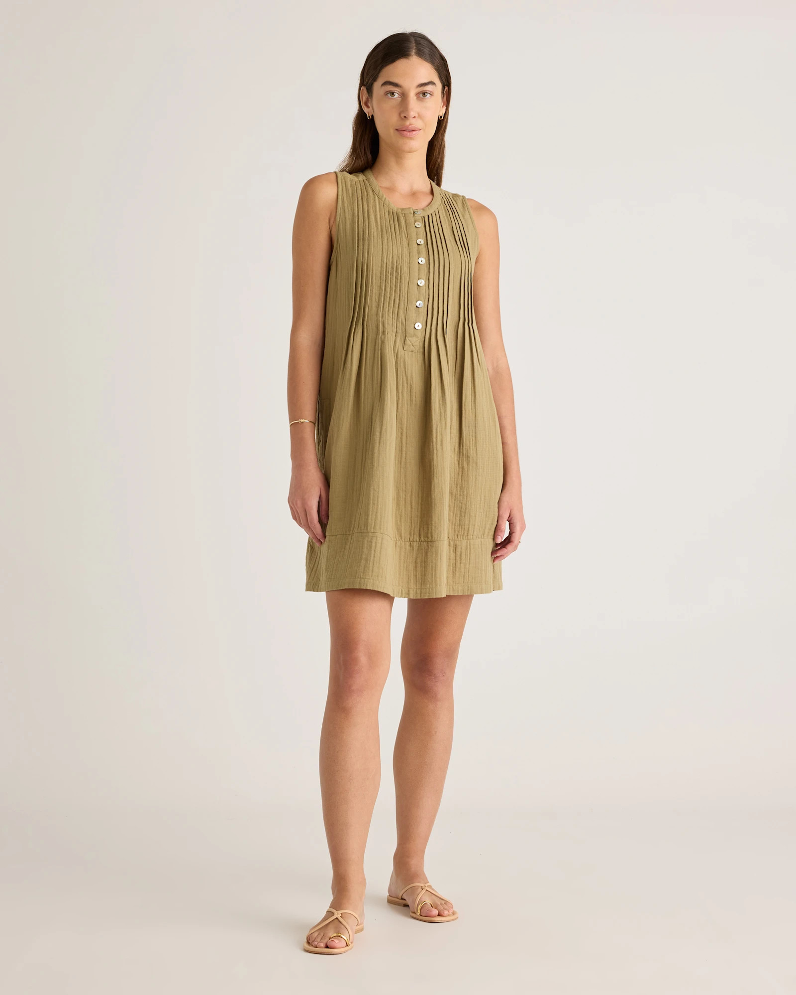 100% Organic Cotton Gauze Sleeveless Swing Dress | Quince