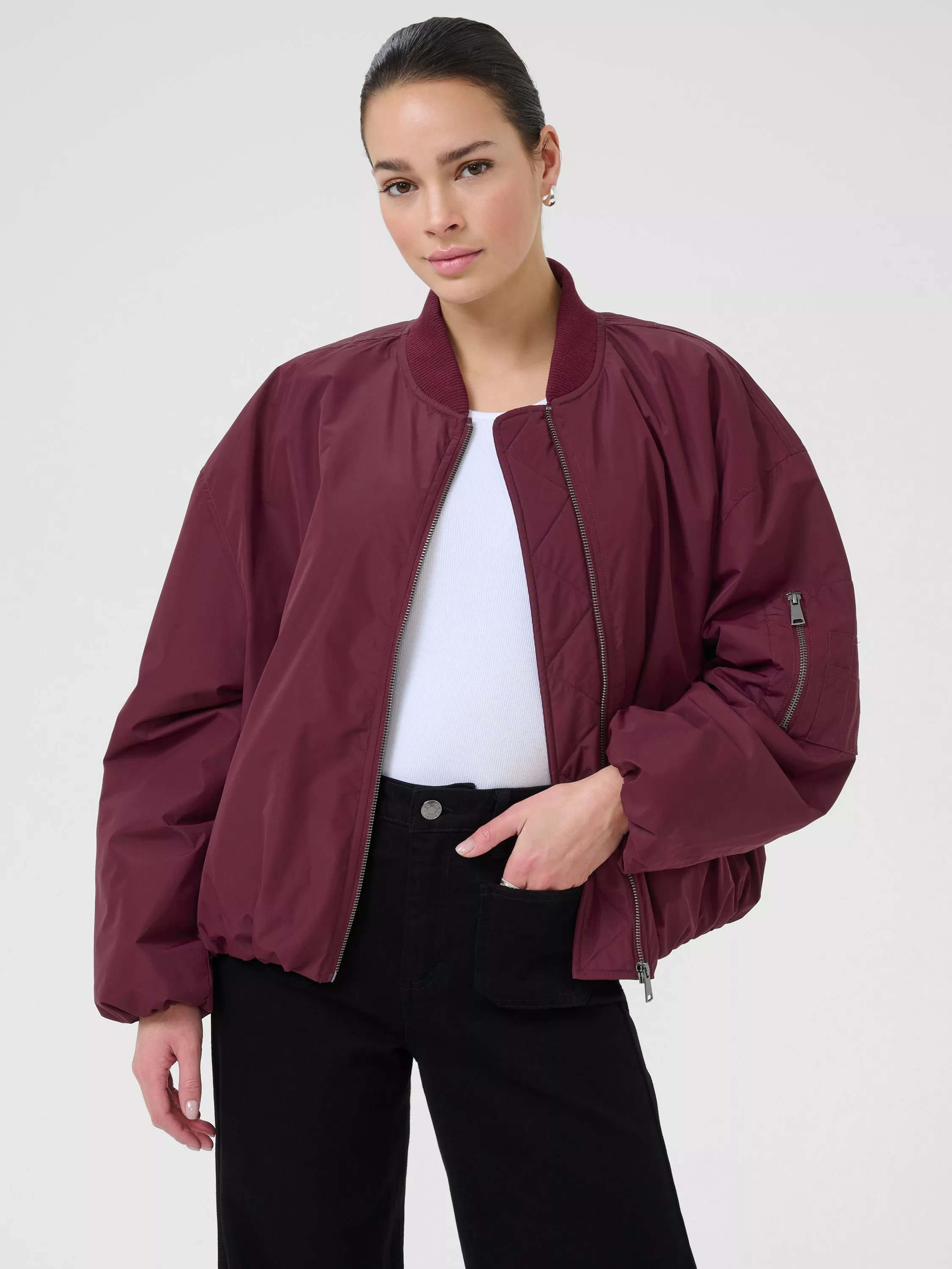 KAFFE KAlorena Zip Fastening Bomber Jacket | John Lewis (UK)