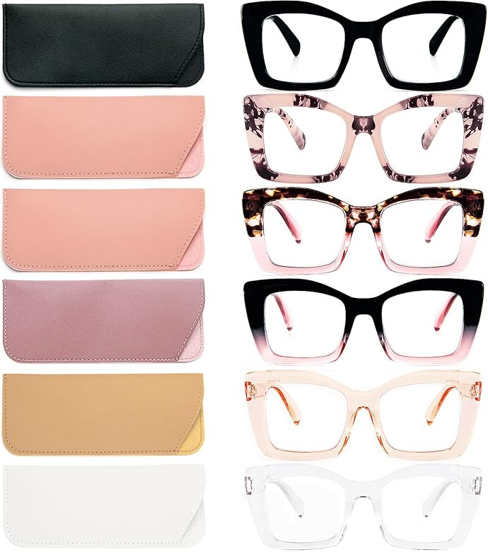 REAVEE Oversized Square Reading Glasses Oprah Style for Women, Blue Light Blocking Large Frame Co... | Amazon (US)