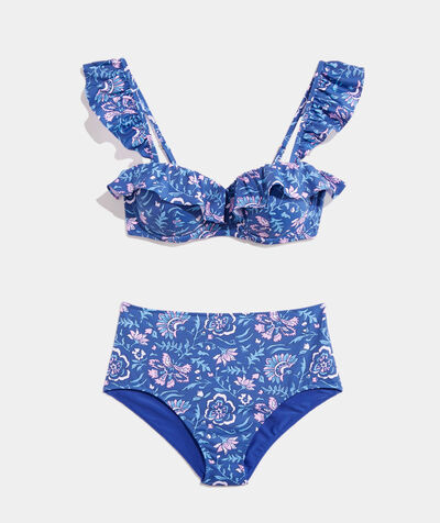 Anegada Floral Ruffle Bikini Top | vineyard vines