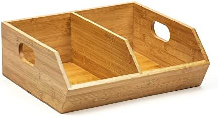 Merlin's Market Space-Saving Bamboo Organizer Bin - Polished 14'' Aesthetic Wood Basket with Ergo... | Amazon (US)