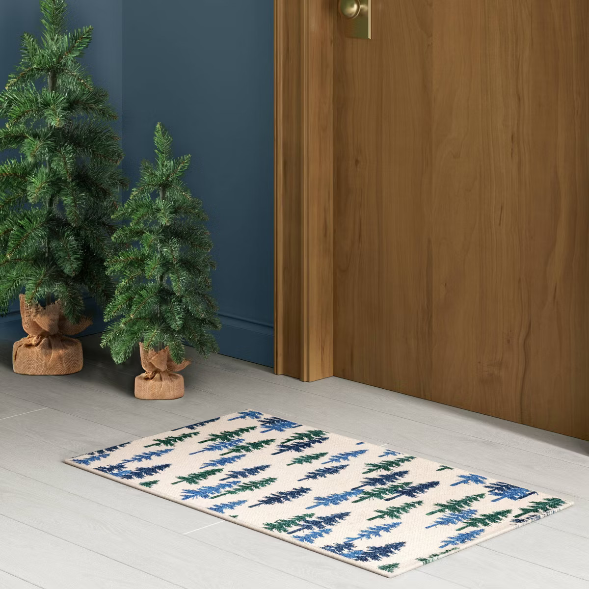 20"x34" Winter Trees Scatter Rug White and Blue - Room Essentials™ | Target