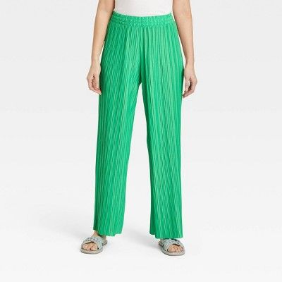 Women's High-Rise Wide Leg Knit Plisse Pull-On Pants - A New Day™ | Target