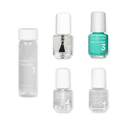 Dazzle Dry Mini Kit 4 Step System - Coastal Cabana - A bright semi-sheer aquamarine. Semi-sheer cream. (5 Piece Kit / 5 Manicures) | Amazon (US)