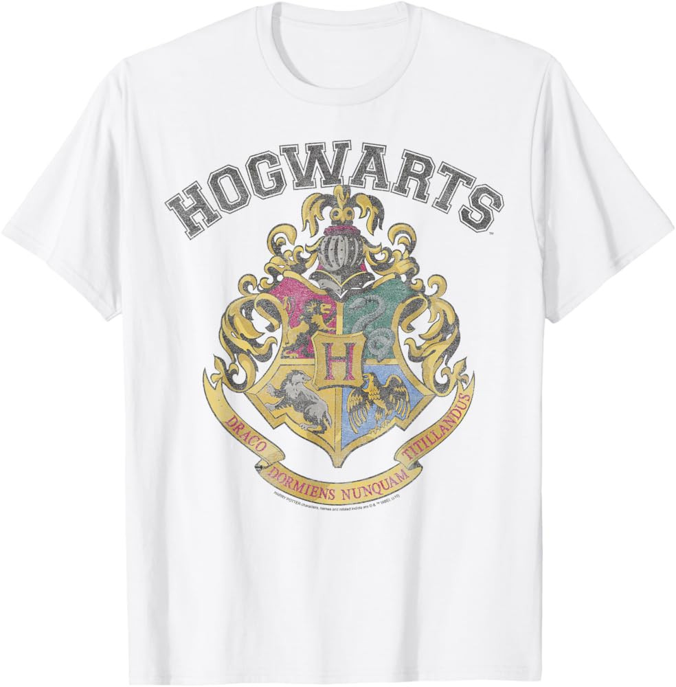Harry Potter Hogwarts Vintage Crest Short Sleeve T-Shirt | Amazon (US)