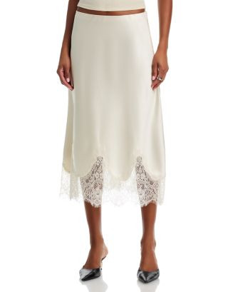 Lace Trim Satin Midi Slip - Exclusive | Bloomingdale's (US)