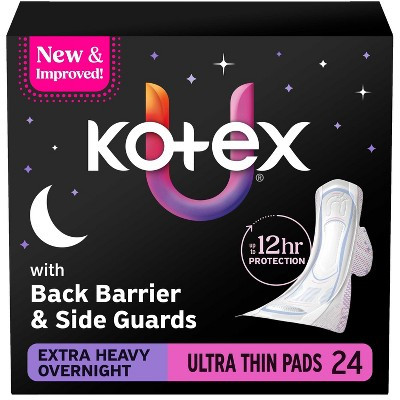 Kotex Ultra-Thin Extra-Heavy Overnight Pads with Wings - 24ct | Target